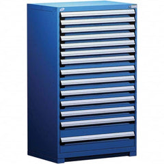 Rousseau Metal - 14 Drawer Avalanche Blue Steel Modular Storage Cabinet - Industrial Tool & Supply