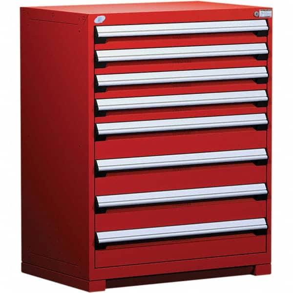 Rousseau Metal - 8 Drawer Flame Red Steel Modular Storage Cabinet - Industrial Tool & Supply