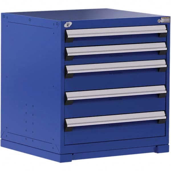 Rousseau Metal - 5 Drawer Avalanche Blue Steel Modular Storage Cabinet - Industrial Tool & Supply
