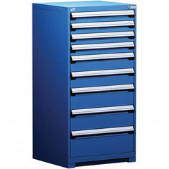 Rousseau Metal - 9 Drawer Avalanche Blue Steel Modular Storage Cabinet - Industrial Tool & Supply
