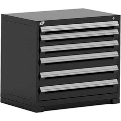 Rousseau Metal - 6 Drawer Black Steel Modular Storage Cabinet - Industrial Tool & Supply