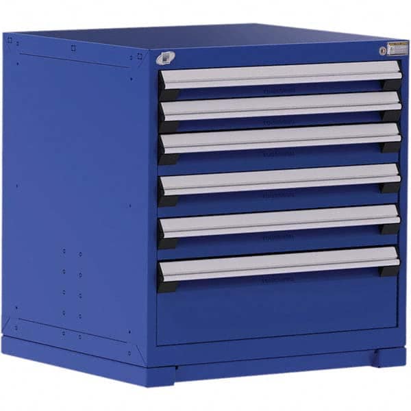 Rousseau Metal - 6 Drawer Avalanche Blue Steel Modular Storage Cabinet - Industrial Tool & Supply