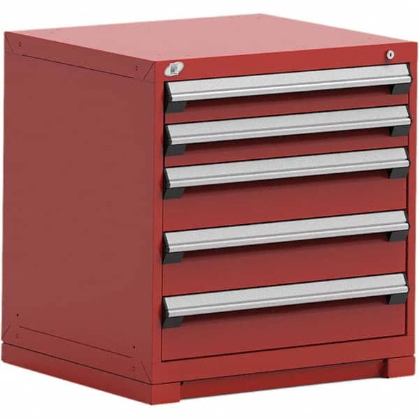Rousseau Metal - 5 Drawer Flame Red Steel Modular Storage Cabinet - Industrial Tool & Supply