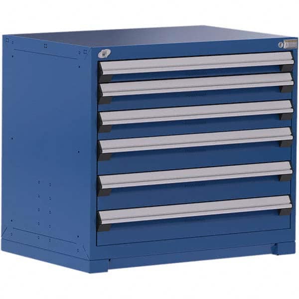 Rousseau Metal - 6 Drawer Avalanche Blue Steel Modular Storage Cabinet - Industrial Tool & Supply