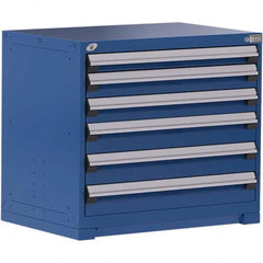 Rousseau Metal - 6 Drawer Avalanche Blue Steel Modular Storage Cabinet - Industrial Tool & Supply