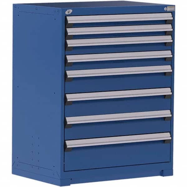 Rousseau Metal - 8 Drawer Avalanche Blue Steel Modular Storage Cabinet - Industrial Tool & Supply