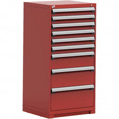 Rousseau Metal - 9 Drawer Flame Red Steel Modular Storage Cabinet - Industrial Tool & Supply
