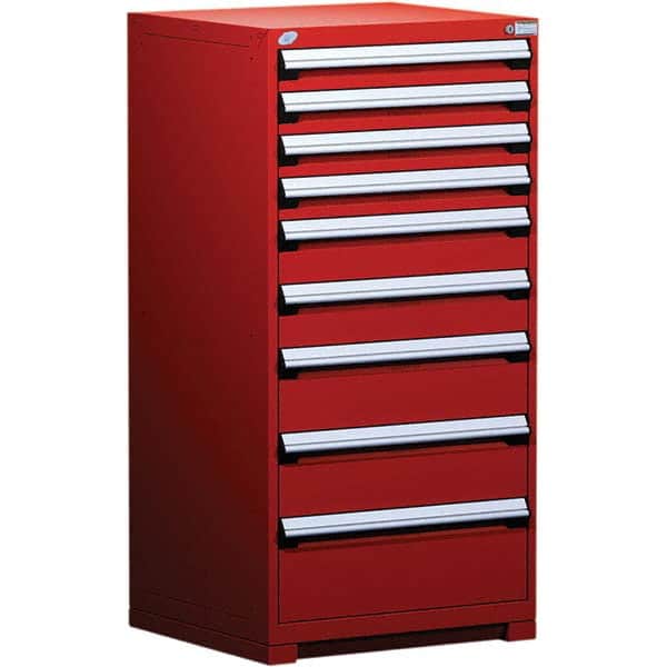 Rousseau Metal - 9 Drawer Flame Red Steel Modular Storage Cabinet - Industrial Tool & Supply