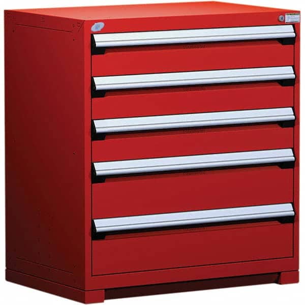 Rousseau Metal - 5 Drawer Flame Red Steel Modular Storage Cabinet - Industrial Tool & Supply
