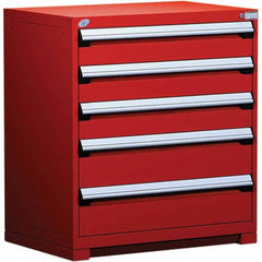 Rousseau Metal - 5 Drawer Flame Red Steel Modular Storage Cabinet - Industrial Tool & Supply