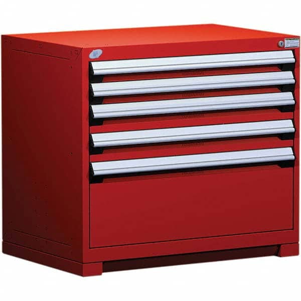 Rousseau Metal - 5 Drawer Flame Red Steel Modular Storage Cabinet - Industrial Tool & Supply
