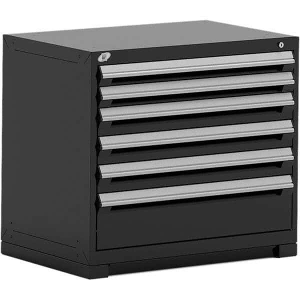 Rousseau Metal - 6 Drawer Black Steel Modular Storage Cabinet - Industrial Tool & Supply