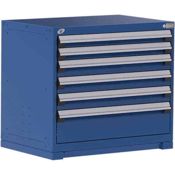 Rousseau Metal - 6 Drawer Avalanche Blue Steel Modular Storage Cabinet - Industrial Tool & Supply