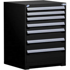 Rousseau Metal - 7 Drawer Black Steel Modular Storage Cabinet - Industrial Tool & Supply