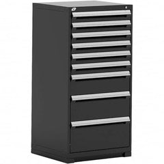 Rousseau Metal - 9 Drawer Black Steel Modular Storage Cabinet - Industrial Tool & Supply