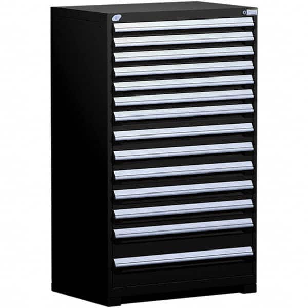 Rousseau Metal - 14 Drawer Black Steel Modular Storage Cabinet - Industrial Tool & Supply