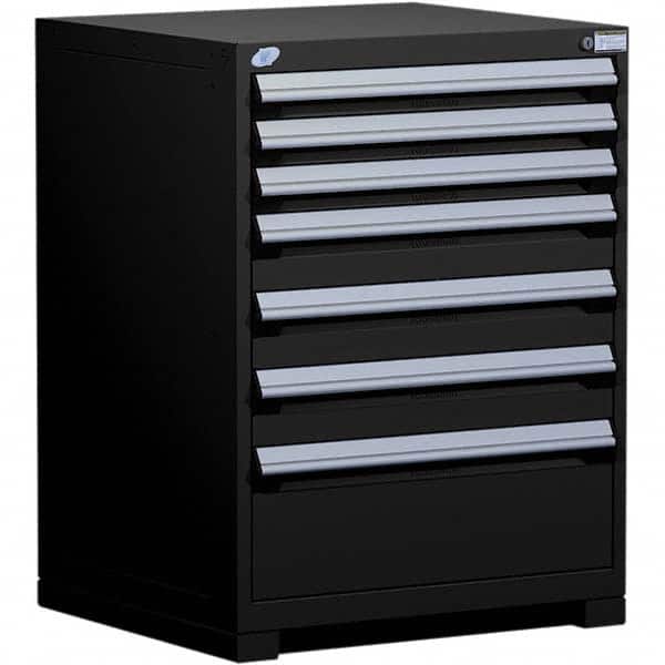 Rousseau Metal - 7 Drawer Black Steel Modular Storage Cabinet - Industrial Tool & Supply