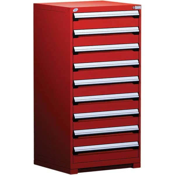 Rousseau Metal - 9 Drawer Flame Red Steel Modular Storage Cabinet - Industrial Tool & Supply