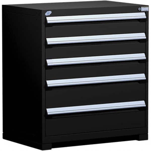 Rousseau Metal - 5 Drawer Black Steel Modular Storage Cabinet - Industrial Tool & Supply