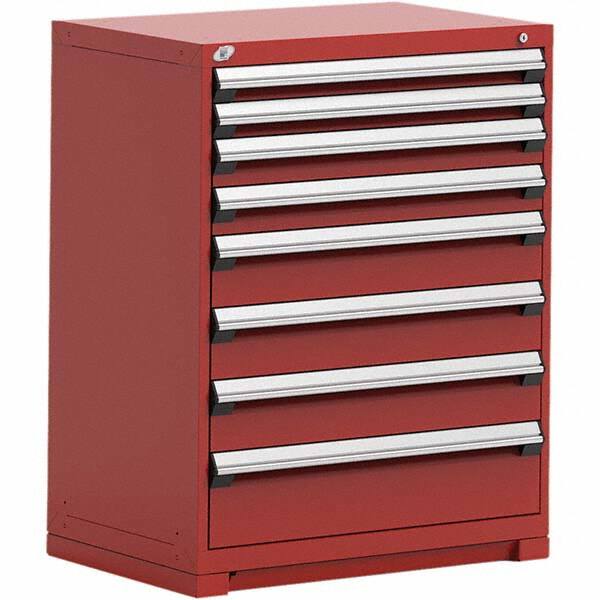 Rousseau Metal - 8 Drawer Flame Red Steel Modular Storage Cabinet - Industrial Tool & Supply