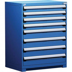 Rousseau Metal - 8 Drawer Avalanche Blue Steel Modular Storage Cabinet - Industrial Tool & Supply