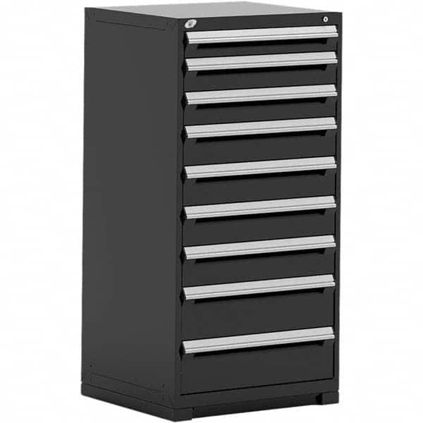 Rousseau Metal - 9 Drawer Black Steel Modular Storage Cabinet - Industrial Tool & Supply