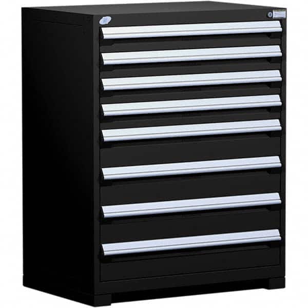 Rousseau Metal - 8 Drawer Black Steel Modular Storage Cabinet - Industrial Tool & Supply
