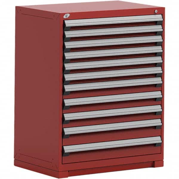 Rousseau Metal - 11 Drawer Flame Red Steel Modular Storage Cabinet - Industrial Tool & Supply