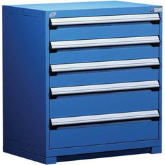 Rousseau Metal - 5 Drawer Avalanche Blue Steel Modular Storage Cabinet - Industrial Tool & Supply