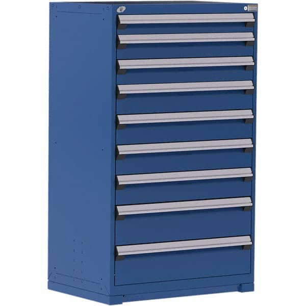 Rousseau Metal - 9 Drawer Avalanche Blue Steel Modular Storage Cabinet - Industrial Tool & Supply
