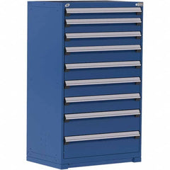 Rousseau Metal - 9 Drawer Avalanche Blue Steel Modular Storage Cabinet - Industrial Tool & Supply