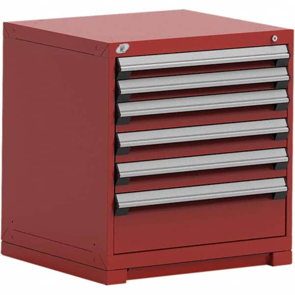 Rousseau Metal - 6 Drawer Flame Red Steel Modular Storage Cabinet - Industrial Tool & Supply