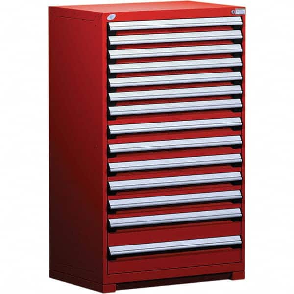 Rousseau Metal - 14 Drawer Flame Red Steel Modular Storage Cabinet - Industrial Tool & Supply