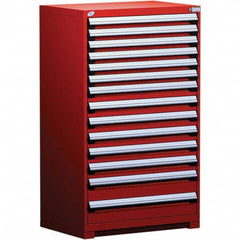 Rousseau Metal - 14 Drawer Flame Red Steel Modular Storage Cabinet - Industrial Tool & Supply