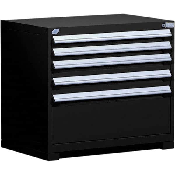 Rousseau Metal - 5 Drawer Black Steel Modular Storage Cabinet - Industrial Tool & Supply