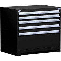 Rousseau Metal - 5 Drawer Black Steel Modular Storage Cabinet - Industrial Tool & Supply