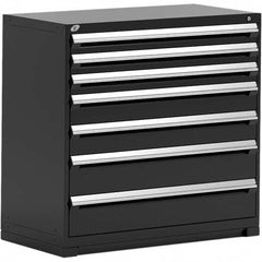 Rousseau Metal - 7 Drawer Black Steel Modular Storage Cabinet - Industrial Tool & Supply