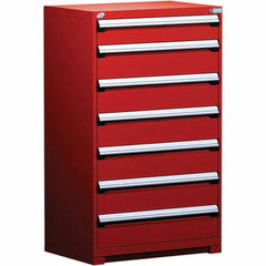 Rousseau Metal - 7 Drawer Flame Red Steel Modular Storage Cabinet - Industrial Tool & Supply