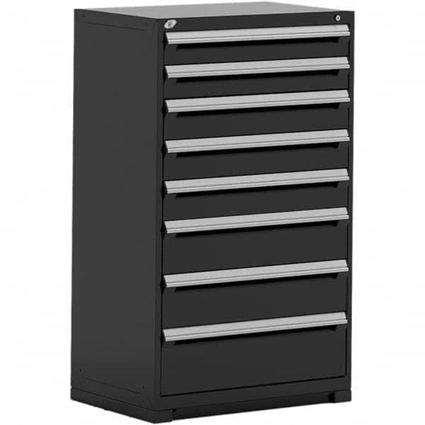Rousseau Metal - 8 Drawer Black Steel Modular Storage Cabinet - Industrial Tool & Supply