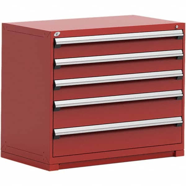 Rousseau Metal - 5 Drawer Flame Red Steel Modular Storage Cabinet - Industrial Tool & Supply