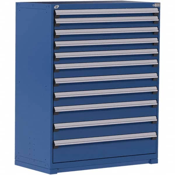 Rousseau Metal - 11 Drawer Avalanche Blue Steel Modular Storage Cabinet - Industrial Tool & Supply