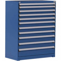 Rousseau Metal - 11 Drawer Avalanche Blue Steel Modular Storage Cabinet - Industrial Tool & Supply