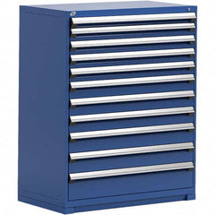 Rousseau Metal - 11 Drawer Avalanche Blue Steel Modular Storage Cabinet - Industrial Tool & Supply