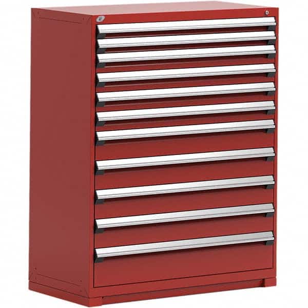 Rousseau Metal - 11 Drawer Flame Red Steel Modular Storage Cabinet - Industrial Tool & Supply