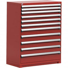 Rousseau Metal - 11 Drawer Flame Red Steel Modular Storage Cabinet - Industrial Tool & Supply