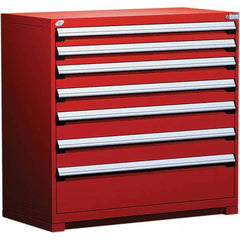 Rousseau Metal - 7 Drawer Flame Red Steel Modular Storage Cabinet - Industrial Tool & Supply