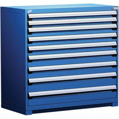 Rousseau Metal - 9 Drawer Avalanche Blue Steel Modular Storage Cabinet - Industrial Tool & Supply