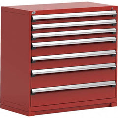 Rousseau Metal - 7 Drawer Flame Red Steel Modular Storage Cabinet - Industrial Tool & Supply