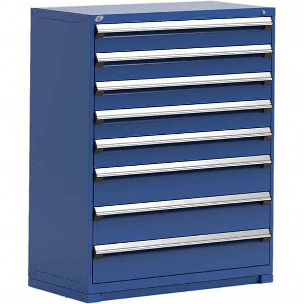 Rousseau Metal - 8 Drawer Avalanche Blue Steel Modular Storage Cabinet - Industrial Tool & Supply