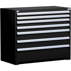 Rousseau Metal - 7 Drawer Black Steel Modular Storage Cabinet - Industrial Tool & Supply
